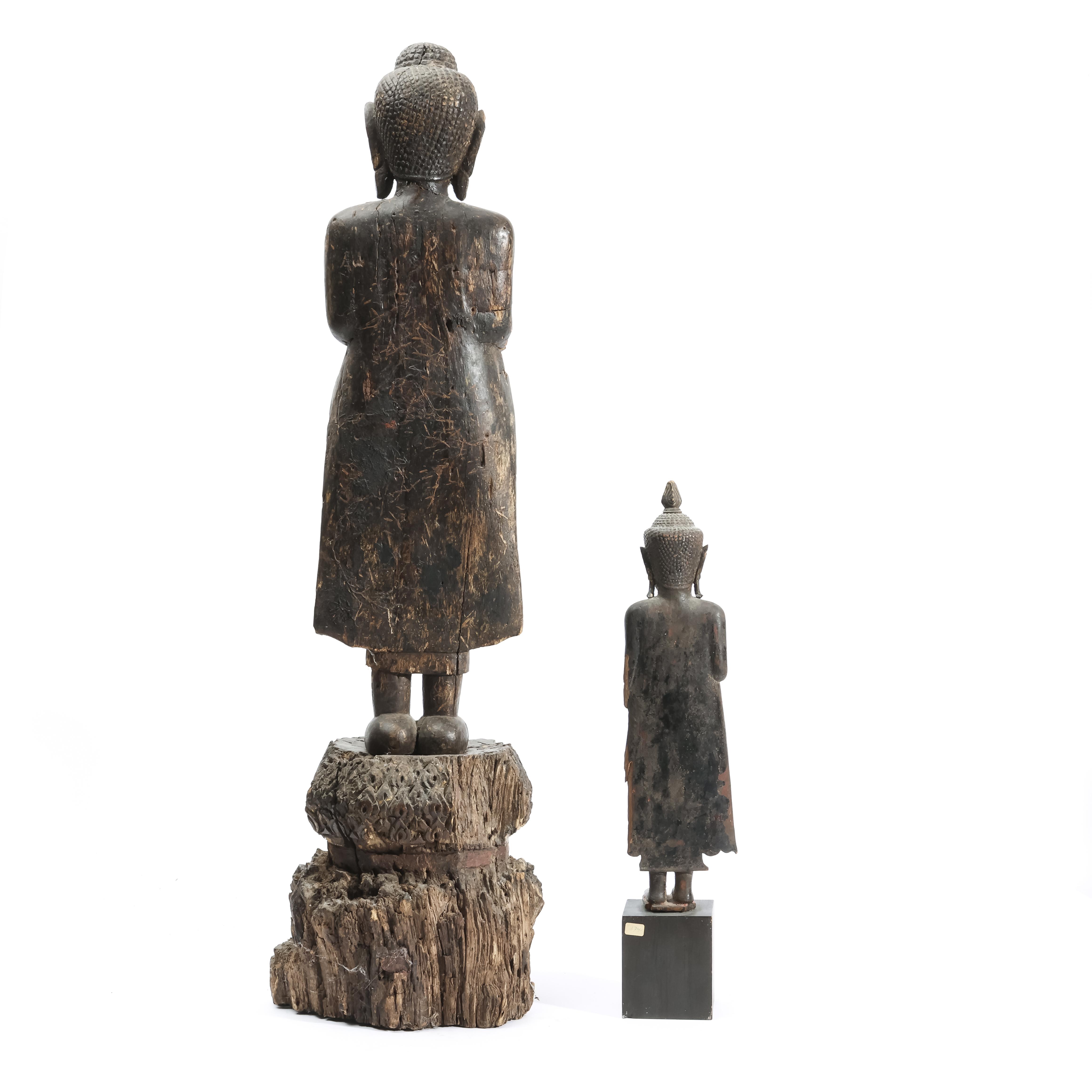 Myanmar, two wood figures of Buddha, 20th century, - Image 2 of 4