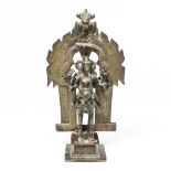 North-India, a bronze altar figure of Durga on a horse, 19th century;