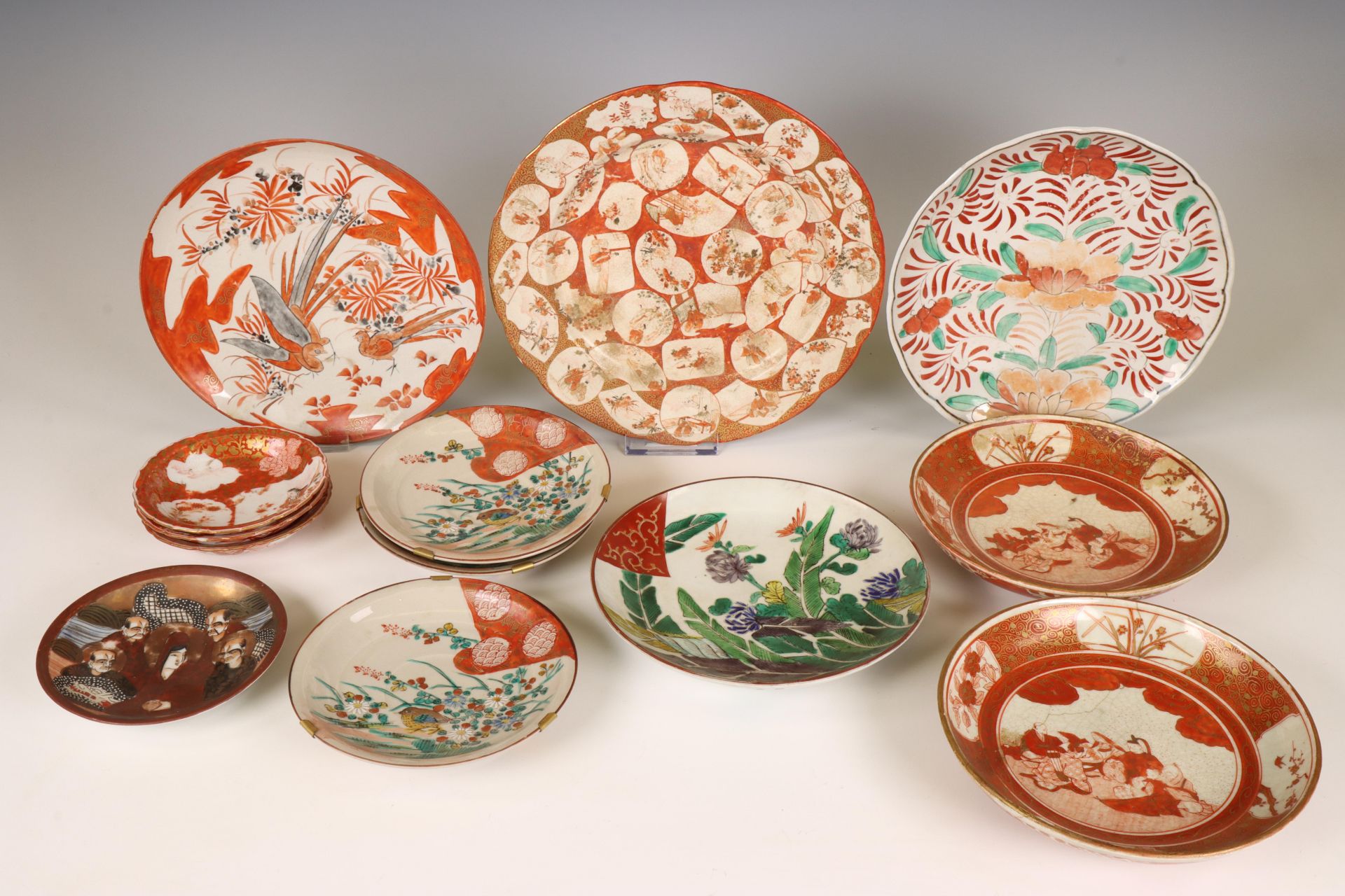 Japan, a collection of Kutani and Satsuma plates and saucers, 19th-20th century,