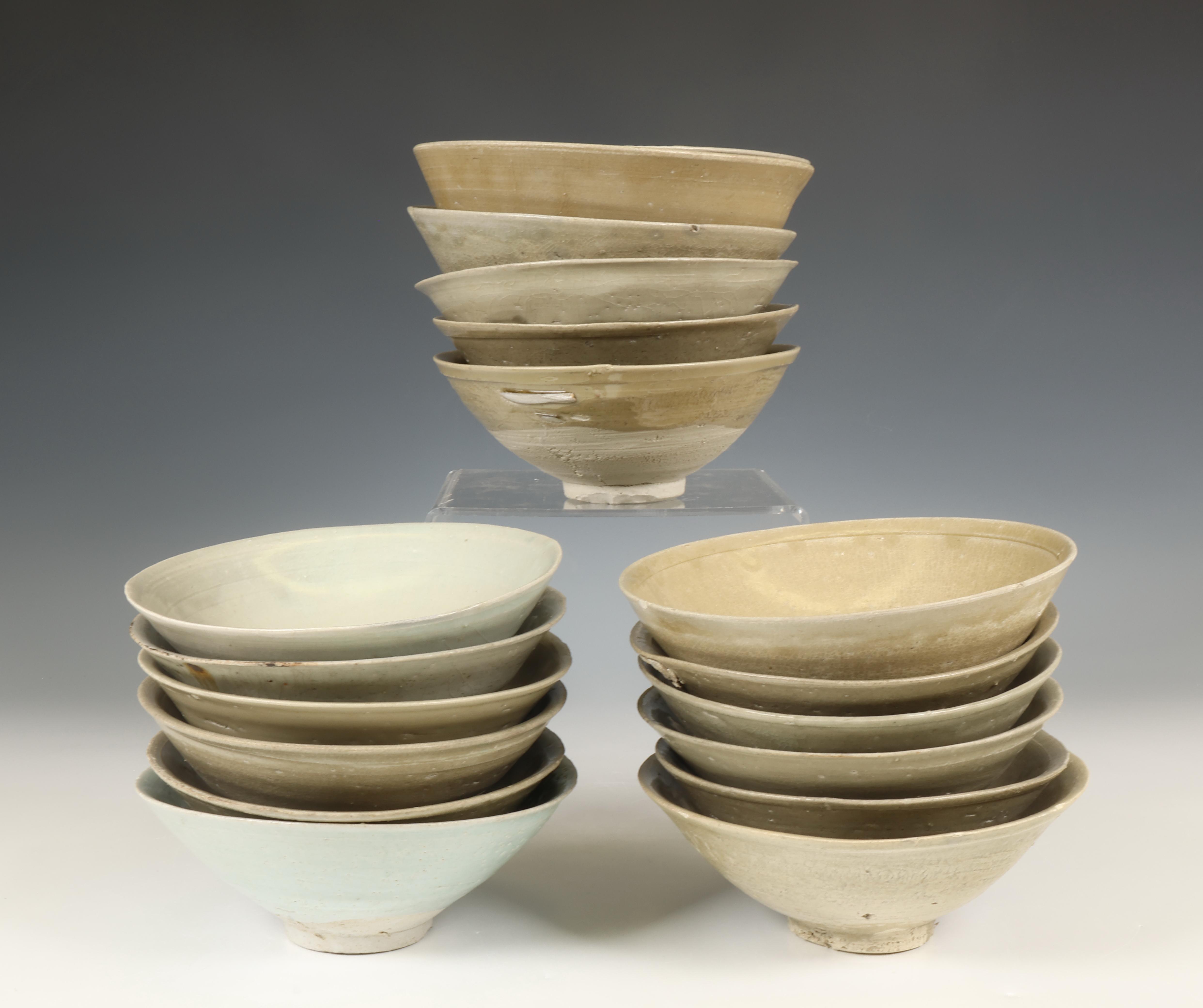 China, collection of eighteen celadon-glazed bowls, Northern Song dynasty, 10th-12th century,