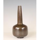 Japan, modern stylised bronze bottle vase, signed Hara Naoki (1906 - 1994),