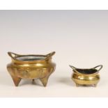 China, two small bronze censers, ca. 1900,