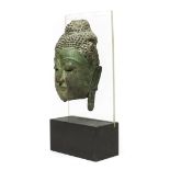 Thailand, a bronze fragment of a Buddha head, Sukhotay, 16th-17th century.