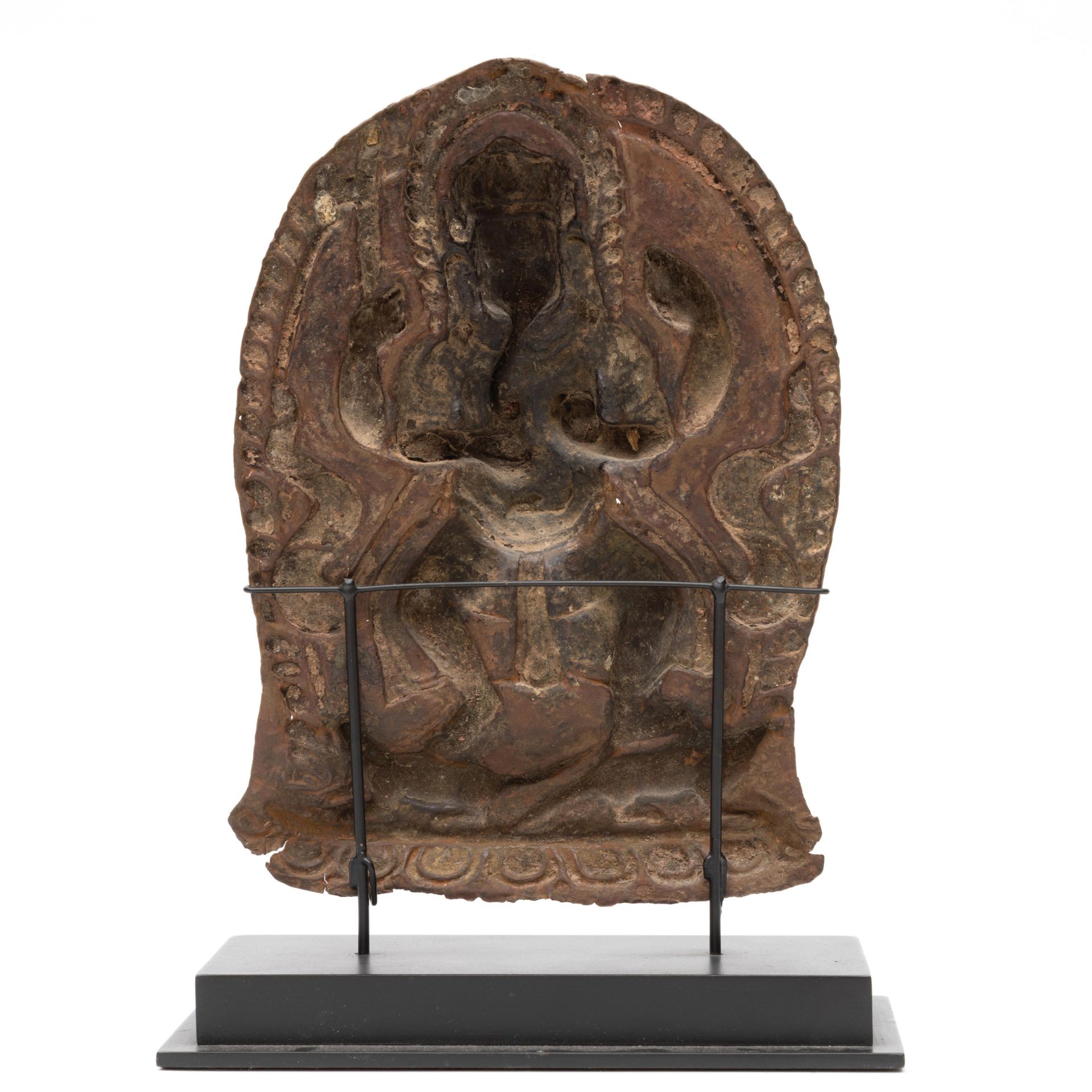 Nepal, a gild copper alloy repousse plaque depicting a standing Ganesha, 17th-18th century - Image 2 of 2