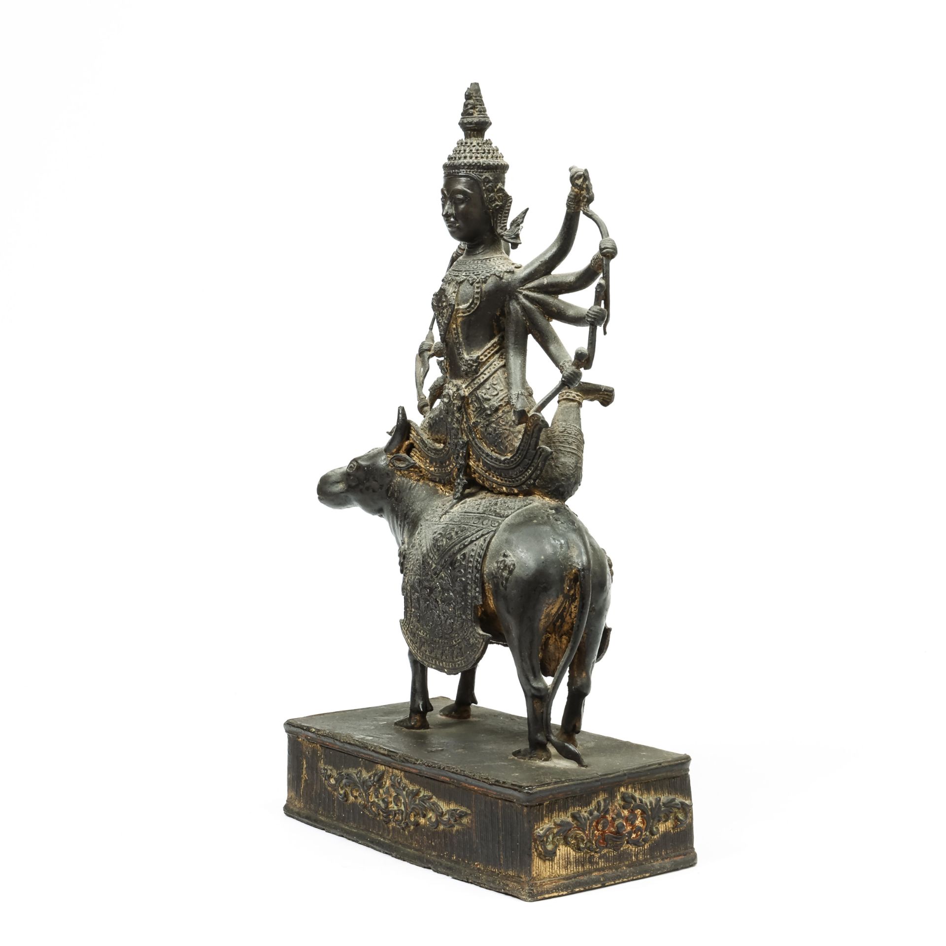 Thailand, Ratnakosin, a bronze seated Shiva on his bull, ca. 1900, - Bild 2 aus 4