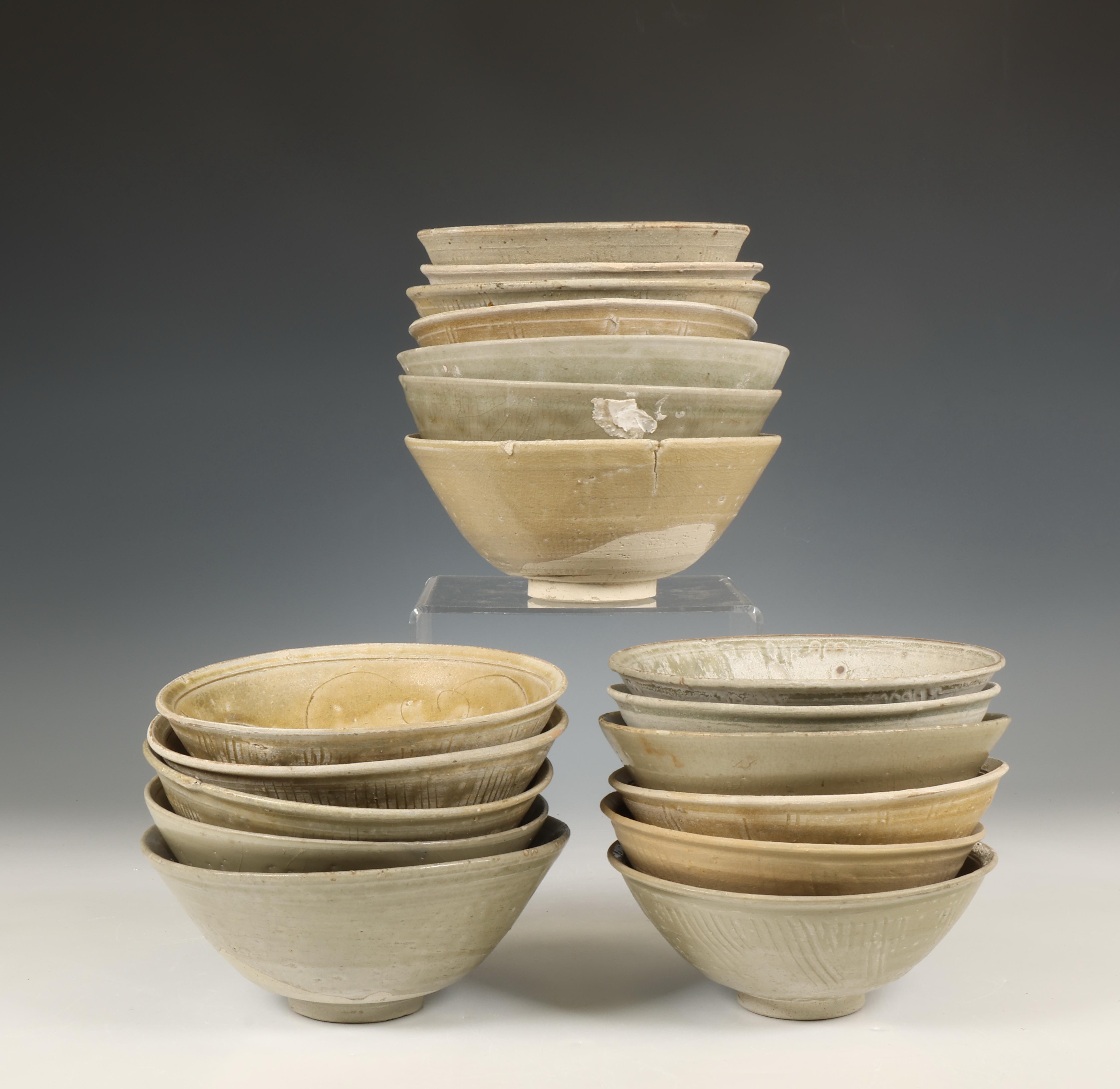 China, collection of eighteen celadon-glazed bowls, Northern Song dynasty, 10th-12th century,