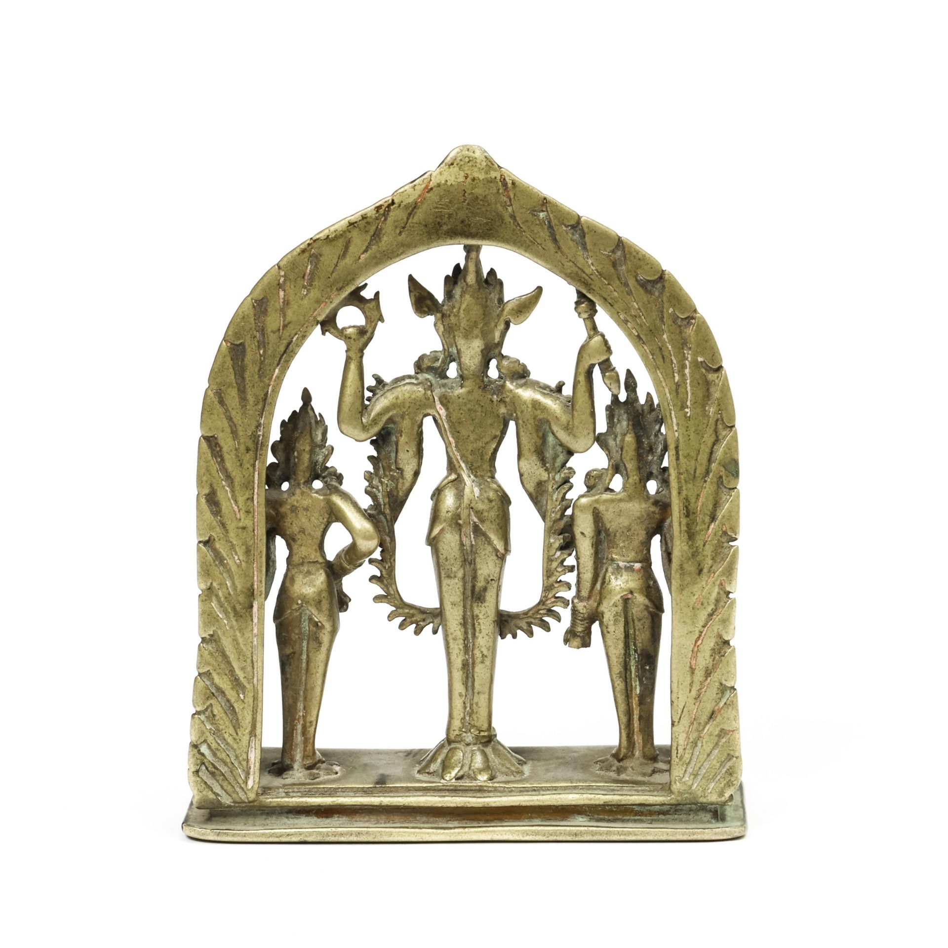 North West India, Himichal Pradesh, a brass altar, 19th century, - Image 3 of 4