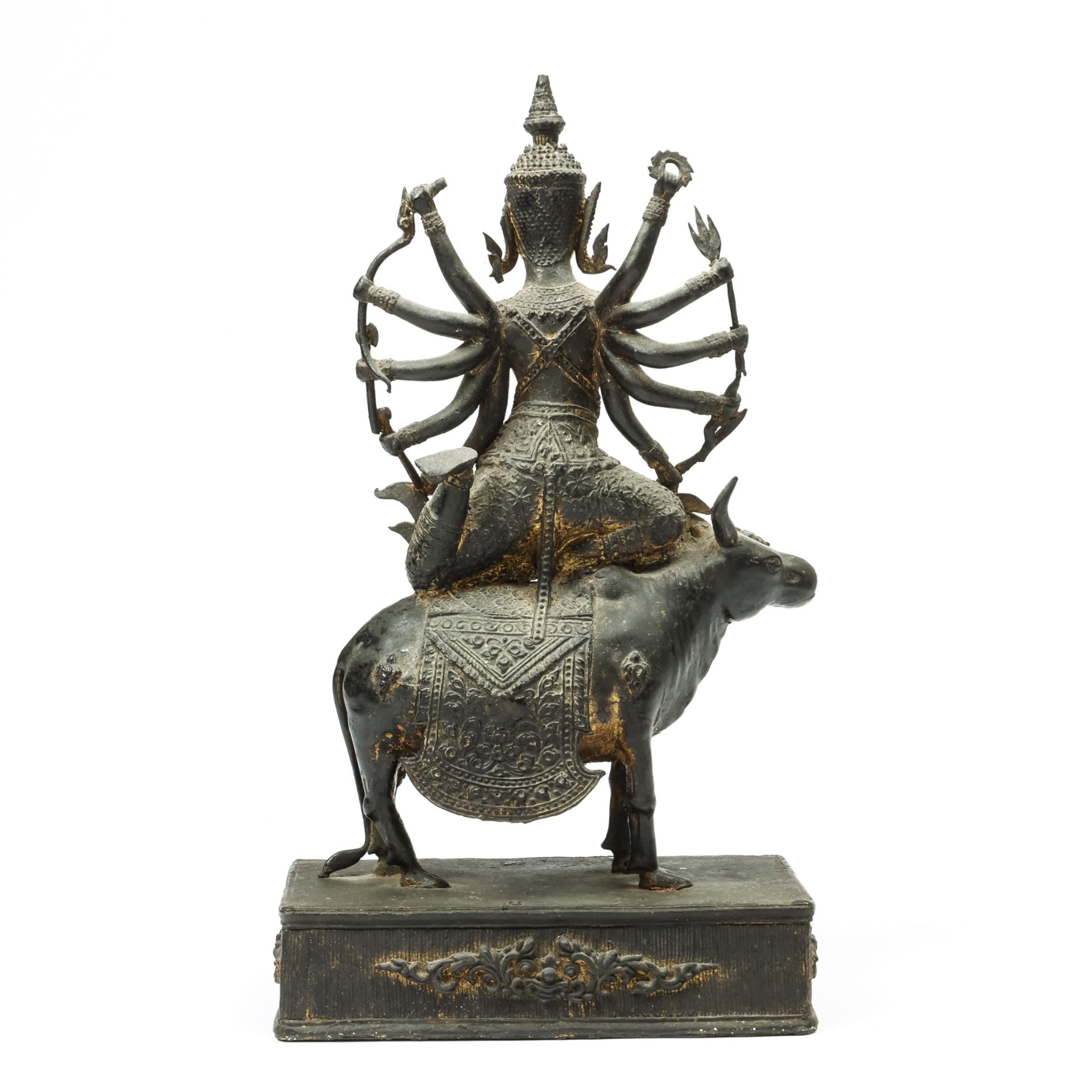 Thailand, Ratnakosin, a bronze seated Shiva on his bull, ca. 1900, - Bild 3 aus 4