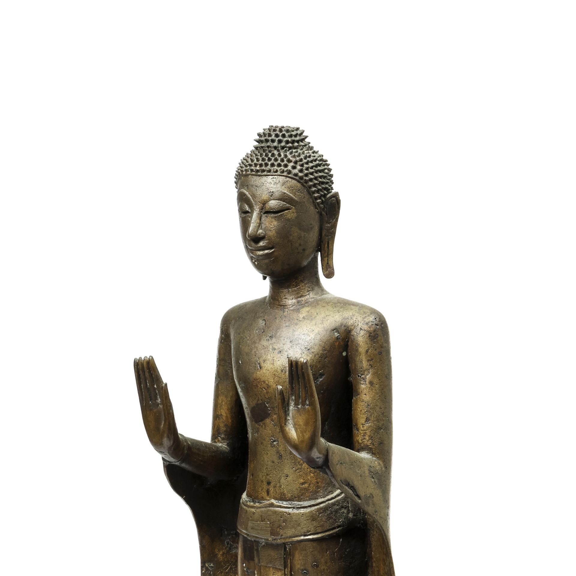 Thailand, a bronze standing Buddha, 17th-18th century, - Image 2 of 7