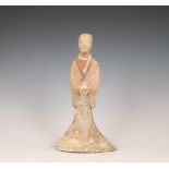 China, pottery model of a standing lady, probably Han dynasty (206 BC-220 AD),