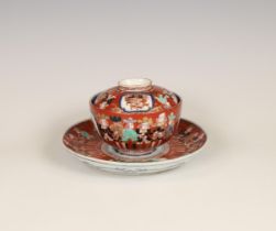 Japan, a Namban polychrome 'Black Ship' bowl, saucer and cover, ca. 1800,