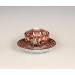 Japan, a Namban polychrome 'Black Ship' bowl, saucer and cover, ca. 1800,