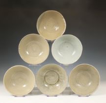 China, collection of six celadon-glazed bowls, Northern Song dynasty, 10th-12th century,