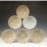 China, collection of six celadon-glazed bowls, Northern Song dynasty, 10th-12th century,