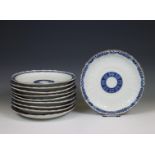 Japan, a set of ten blue and white porcelain plates, 19th century,