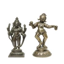 India, two bronze figures of standing Rama and Krishna, 19th century.