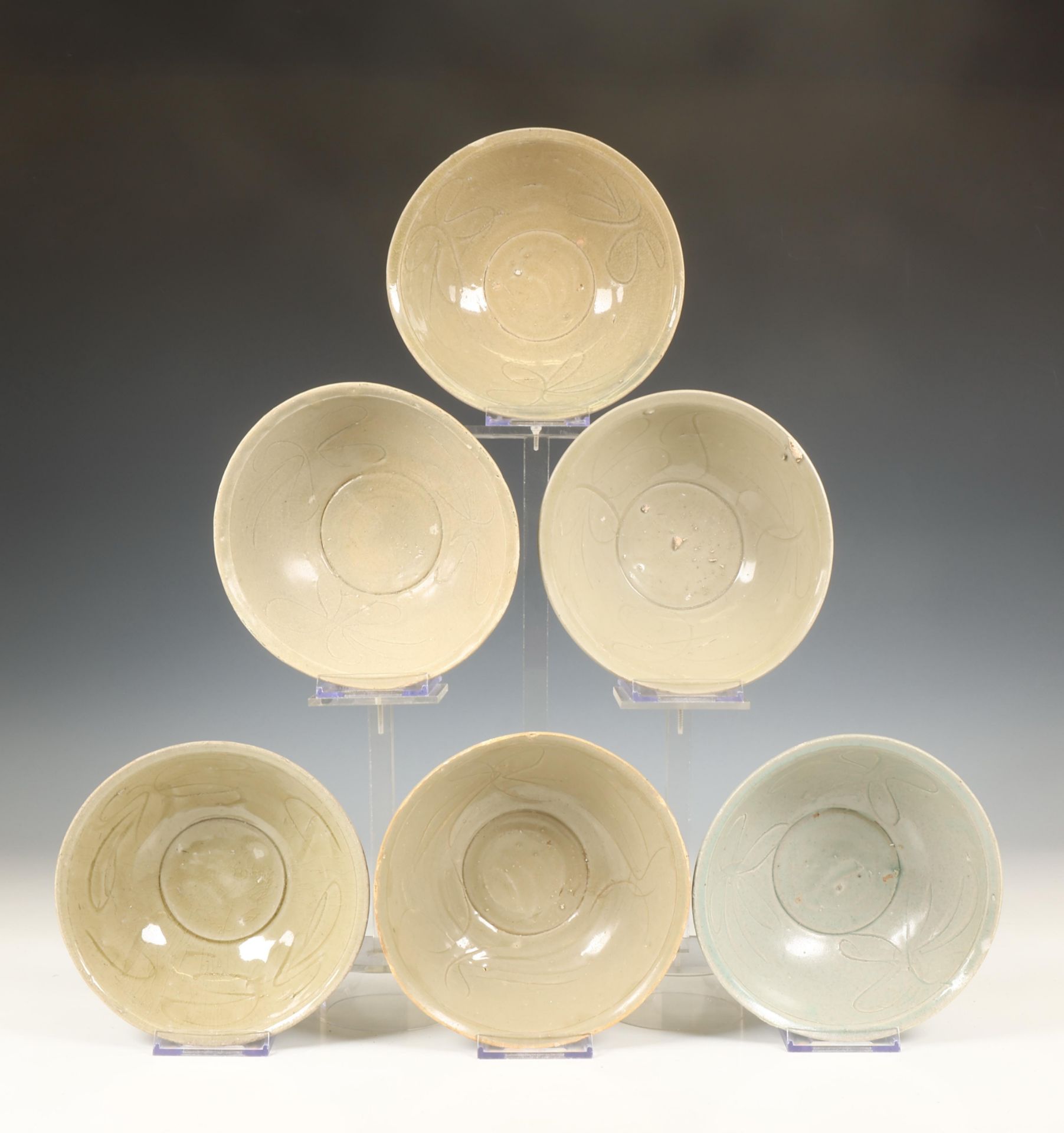 China, collection of twelve celadon-glazed bowls, Northern Song dynasty, 10th-12th century,