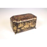 China, an export lacquer teabox lined with pewter caddies, 19th century,