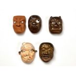 Japan, five brown ceramic netsukes;