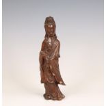China, a wood figure of Guanyin, 19th century,