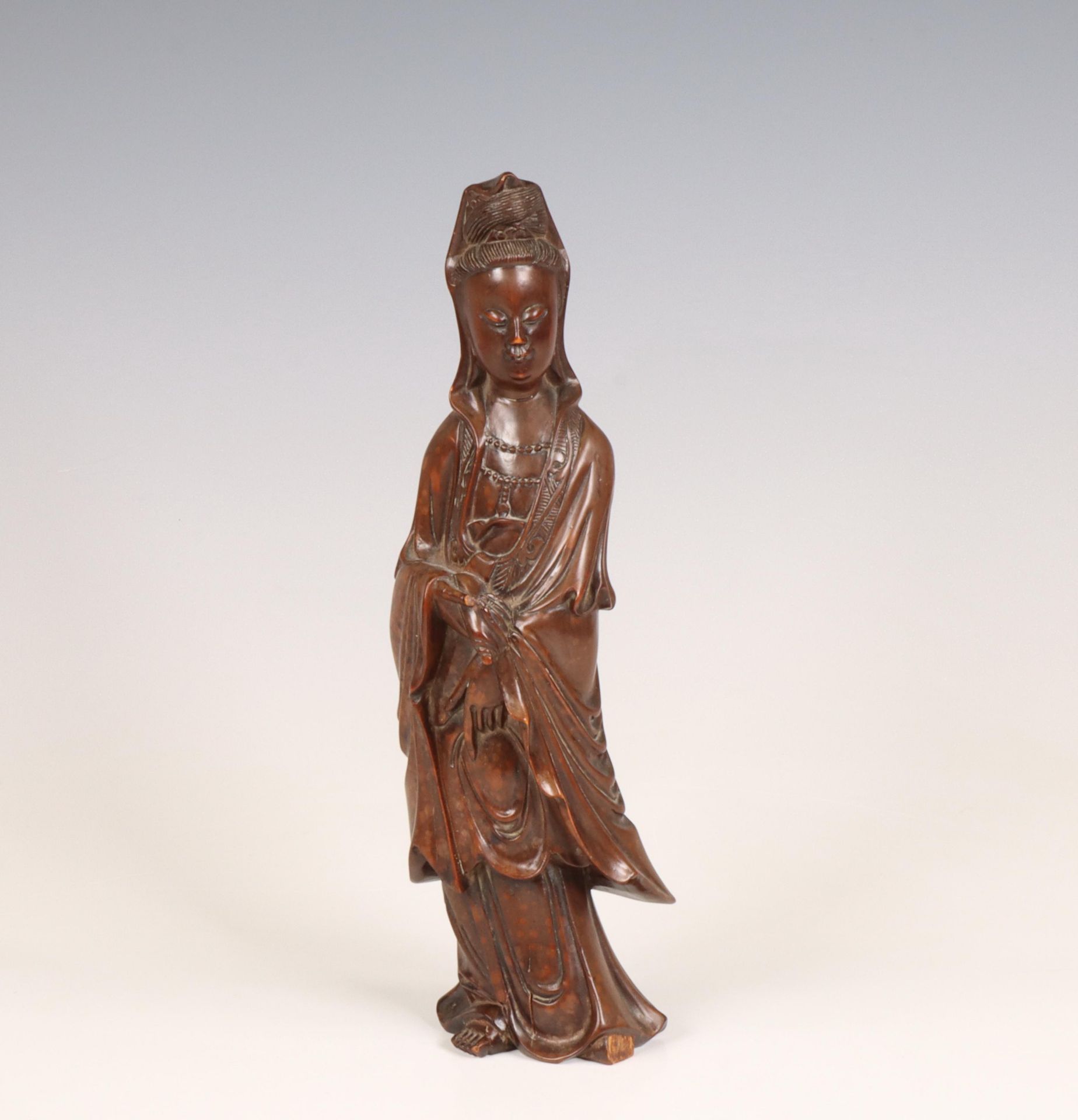 China, a wood figure of Guanyin, 19th century,