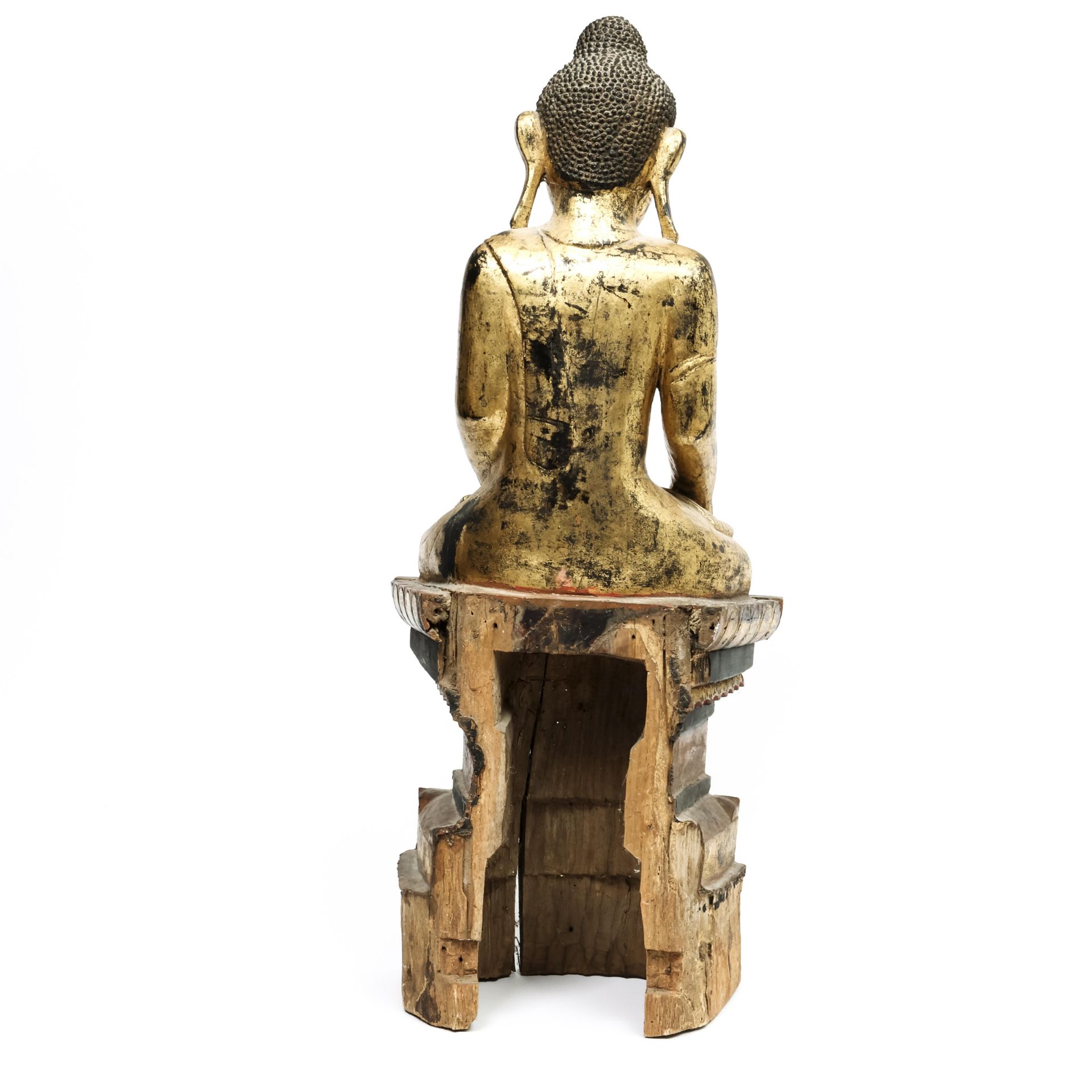 Burma, Shan, a gilded wooden sculpture of a seated Buddha, 20th century. - Bild 5 aus 6