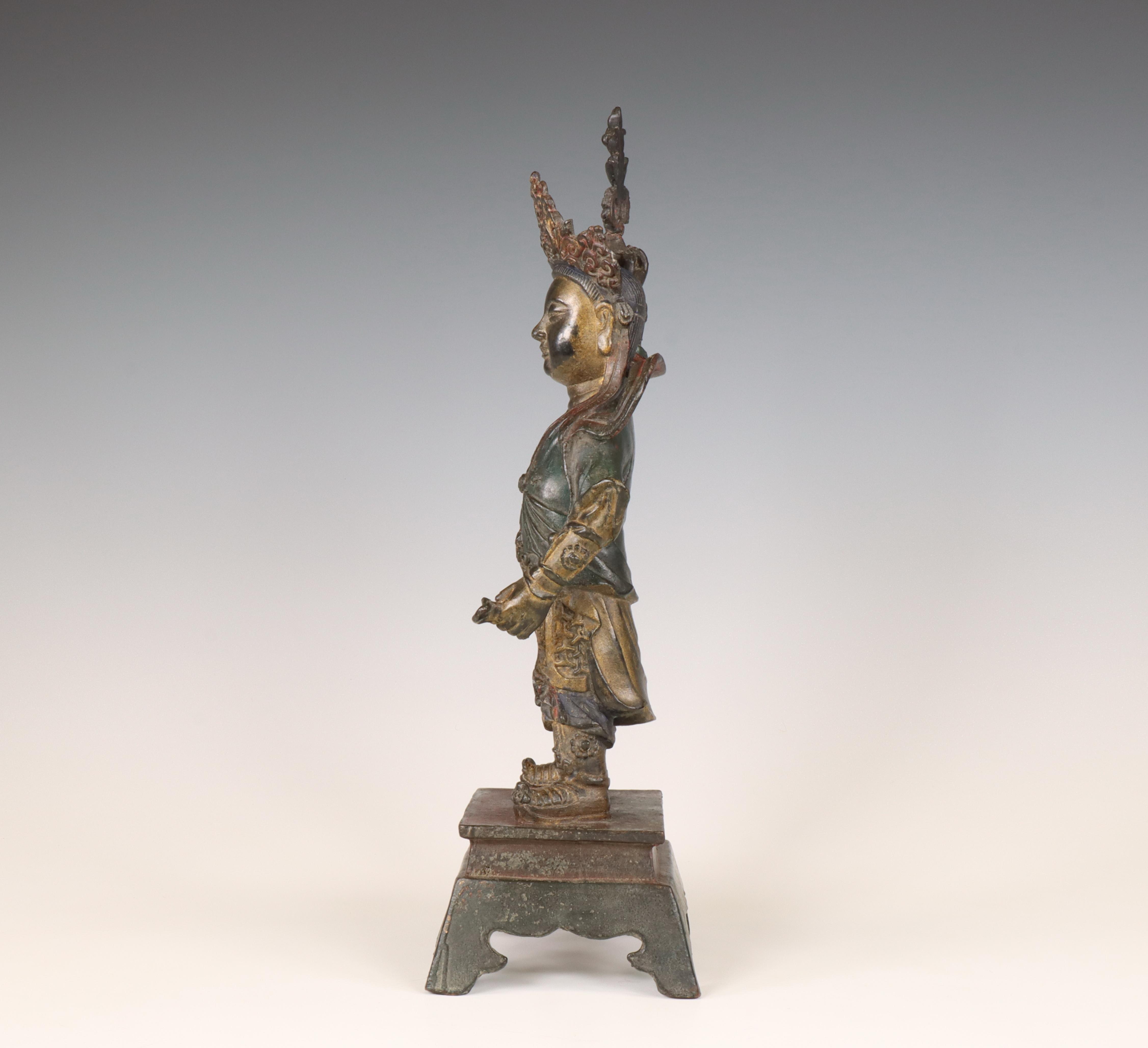 China, a bronze figure of a Heavenly King, Ming dynasty, 17th-18th century, - Image 6 of 6