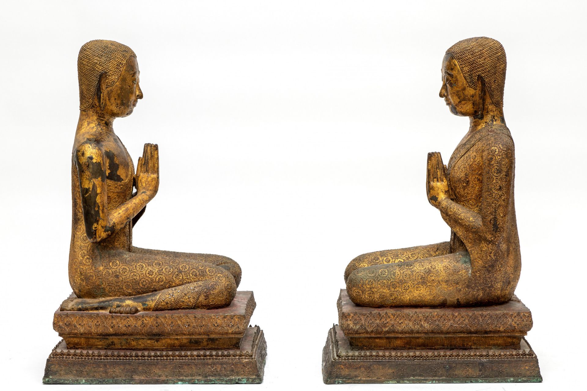 Thailand, Ratnakosin, a pair of guilded bronze temple adorants, 18th-19th century - Image 2 of 5