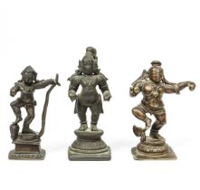 South-India, three bronze standing Krishna figures, 18th-19th century.