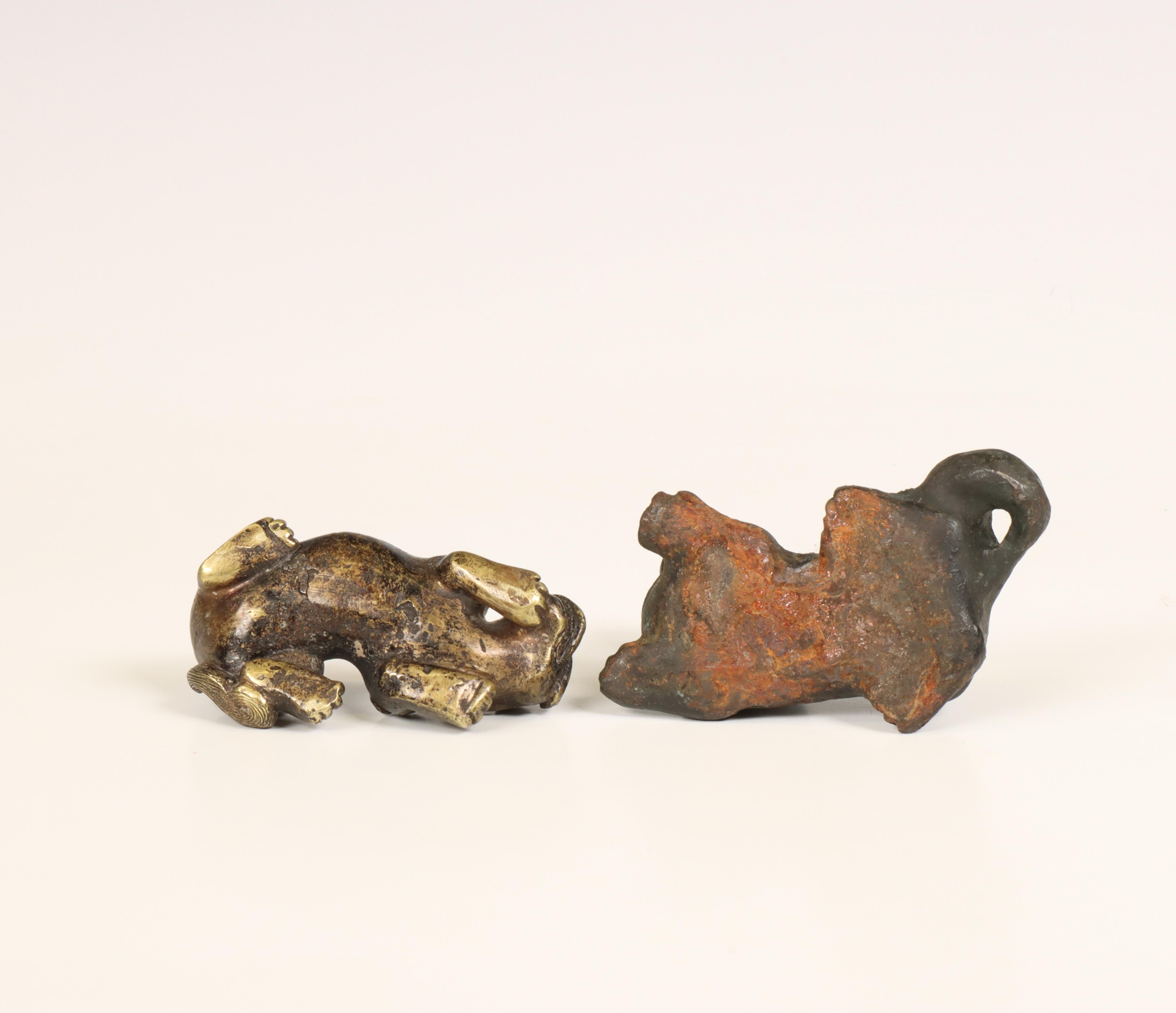 China, two bronze scroll weights, Qing dynasty (1644-1912), - Image 3 of 4