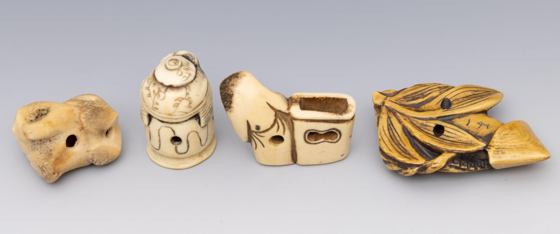 Japan four stag-horn netsukes, Taisho period; - Image 2 of 2