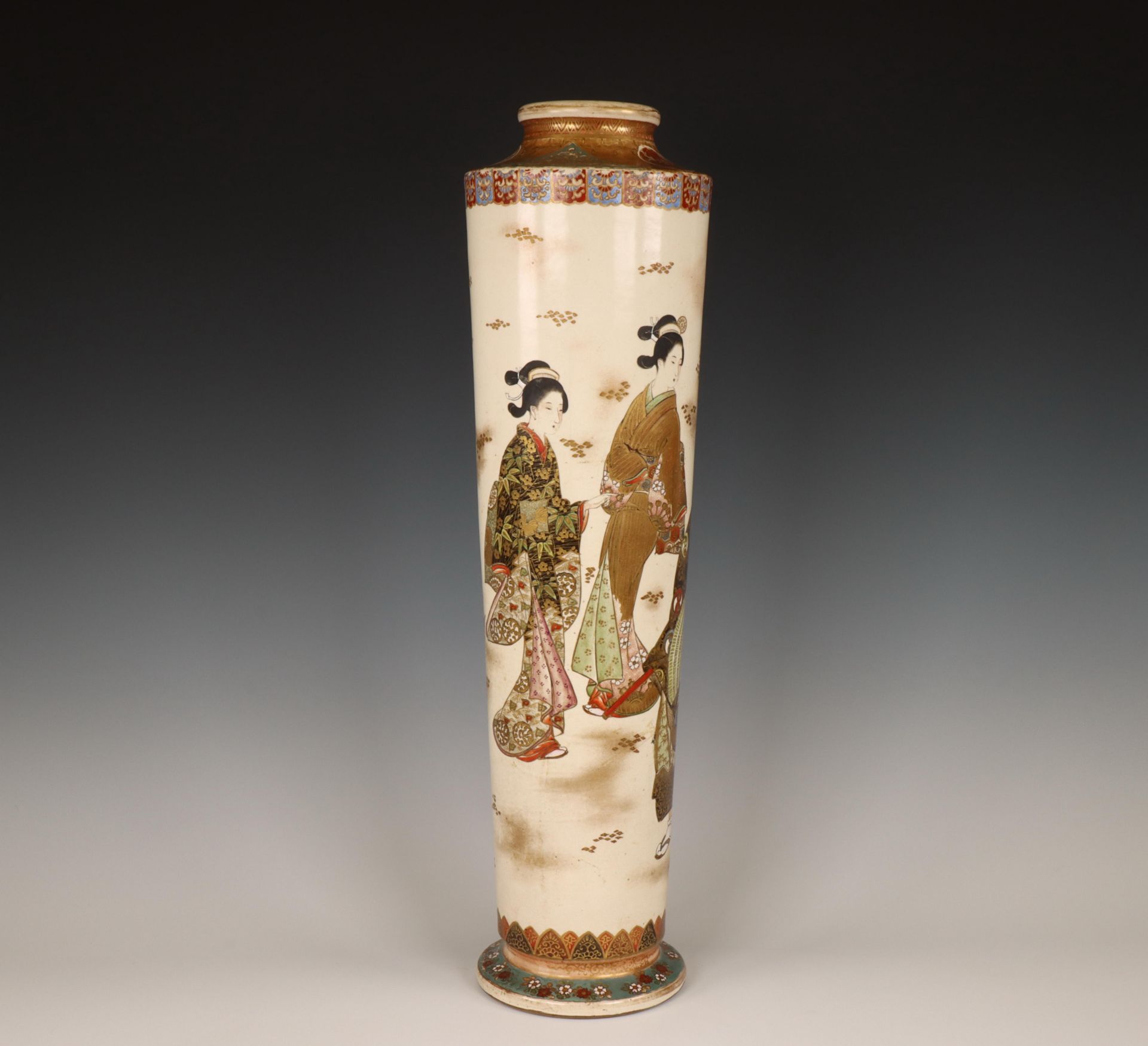 Japan, a tall Satsuma porcelain vase, 19th century,