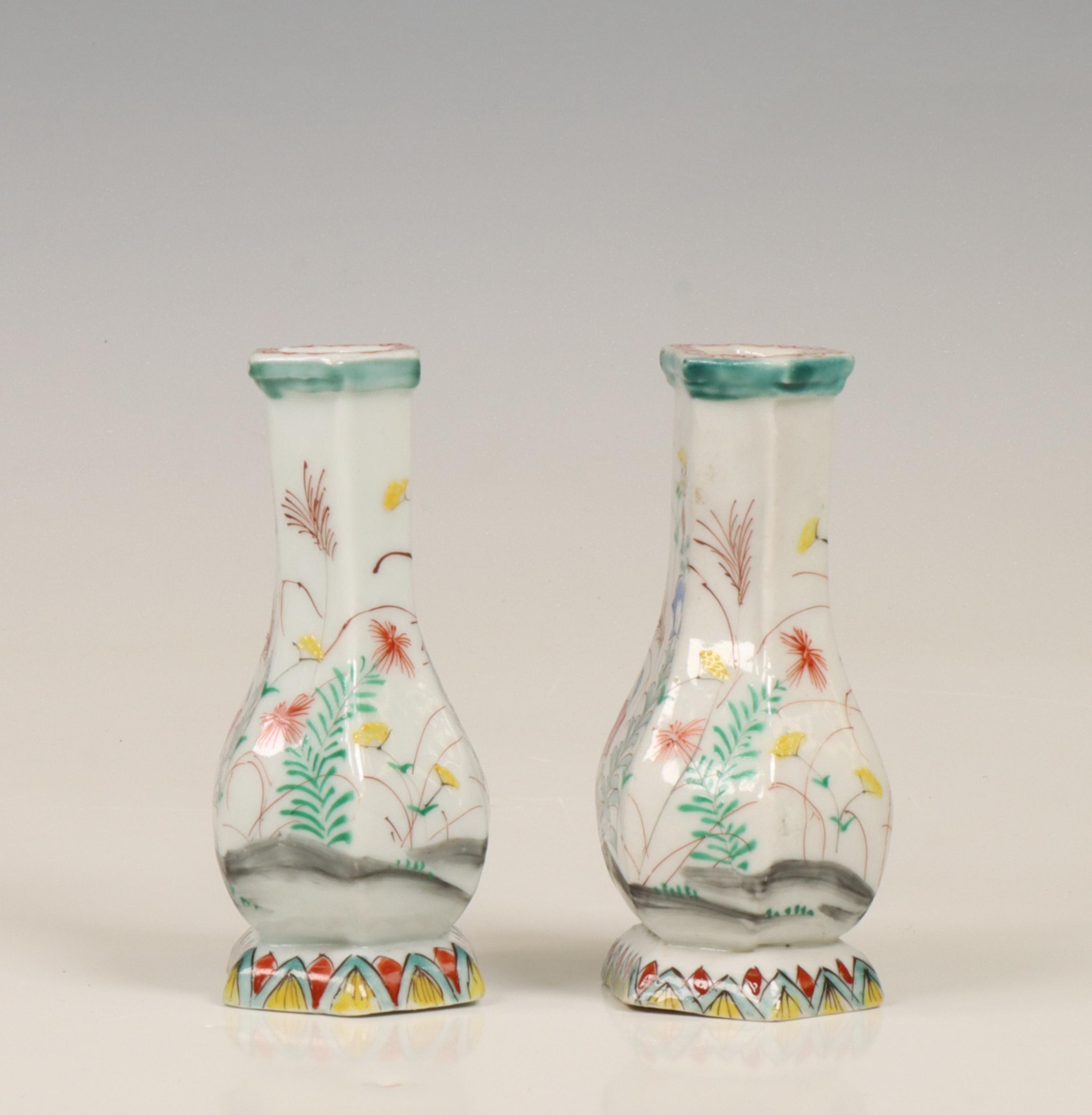 Japan, a pair of small famille rose porcelain vases, ca. 1900, - Image 4 of 4