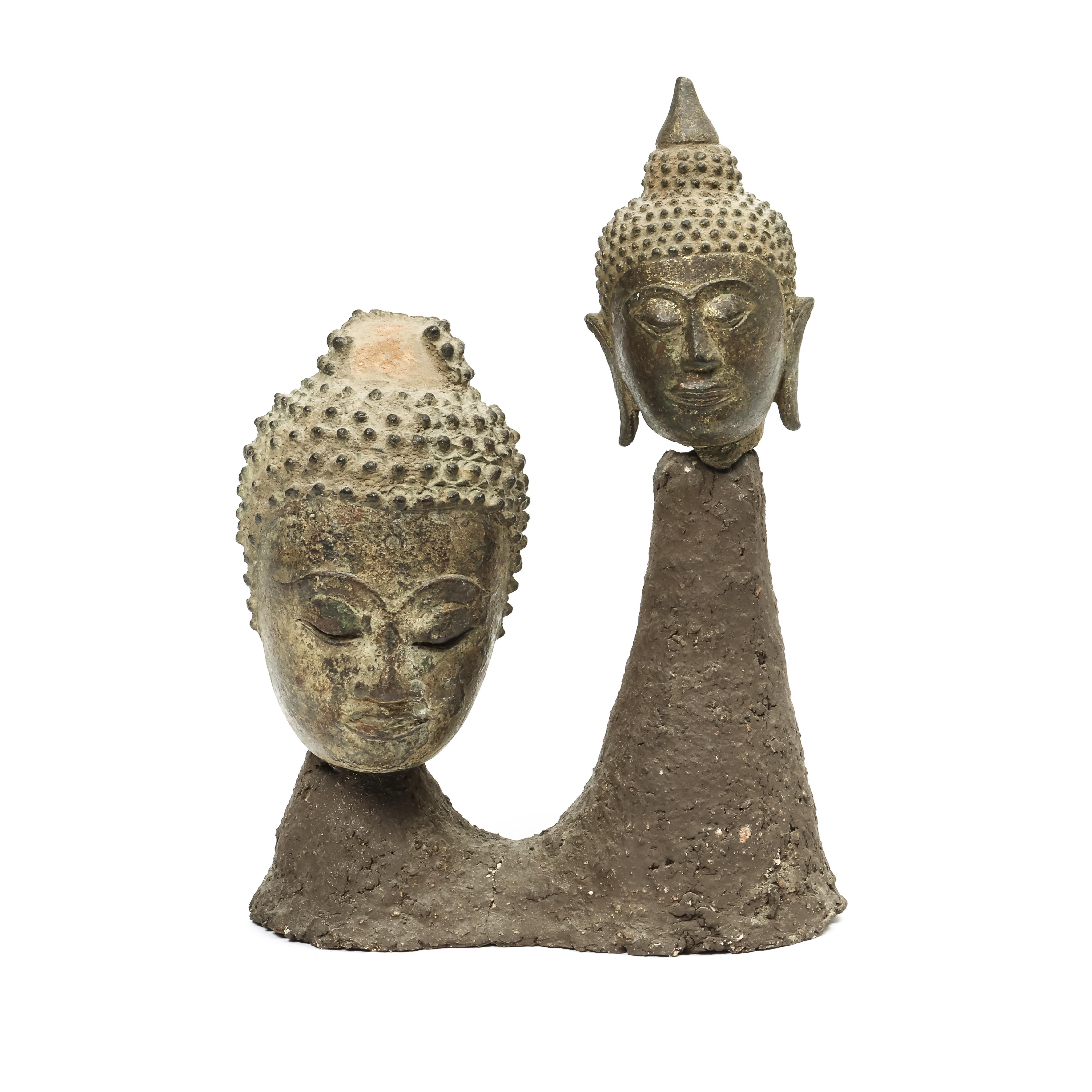 Thailand, two bronze Buddha heads, ca. 16th-17th century,