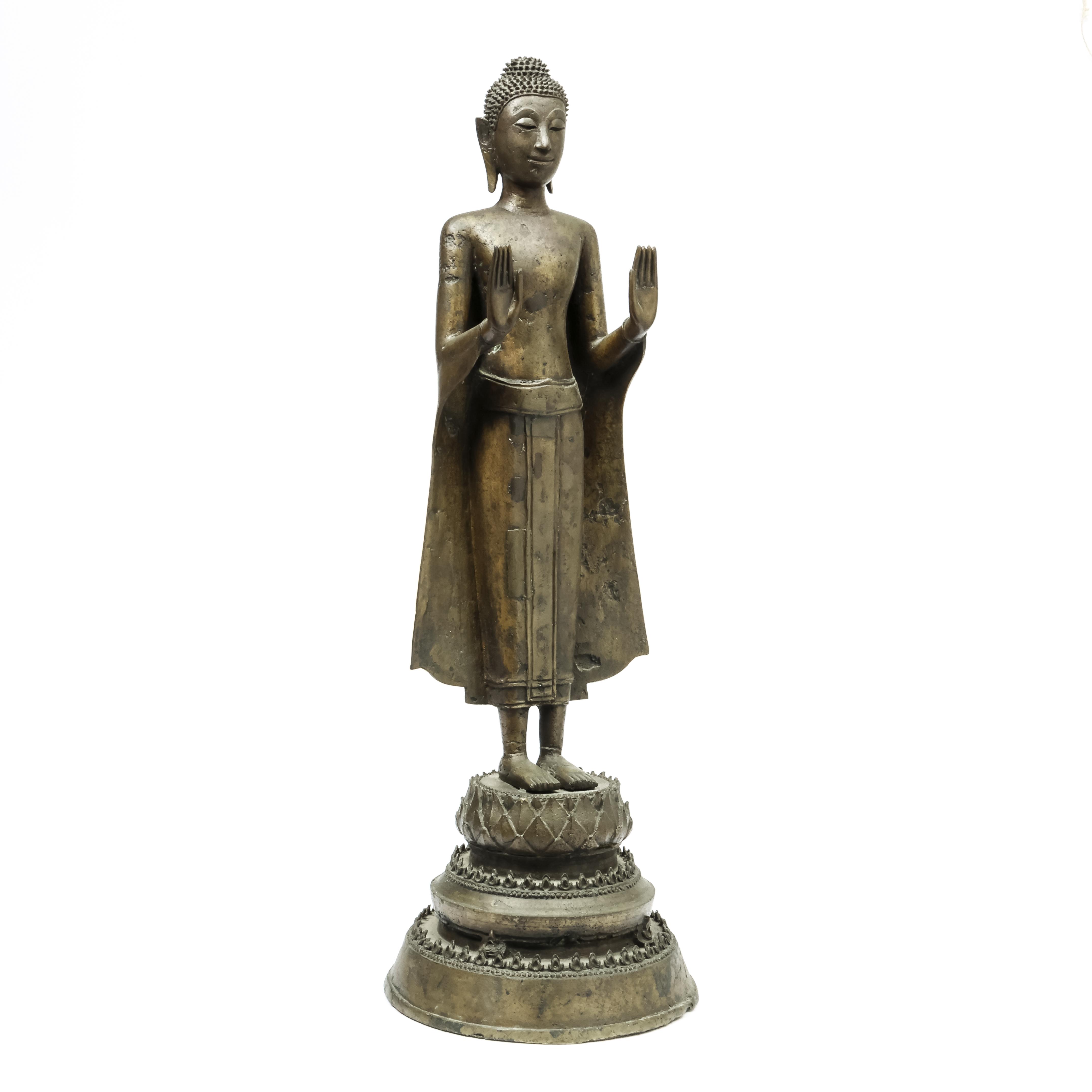 Thailand, a bronze standing Buddha, 17th-18th century, - Image 4 of 7