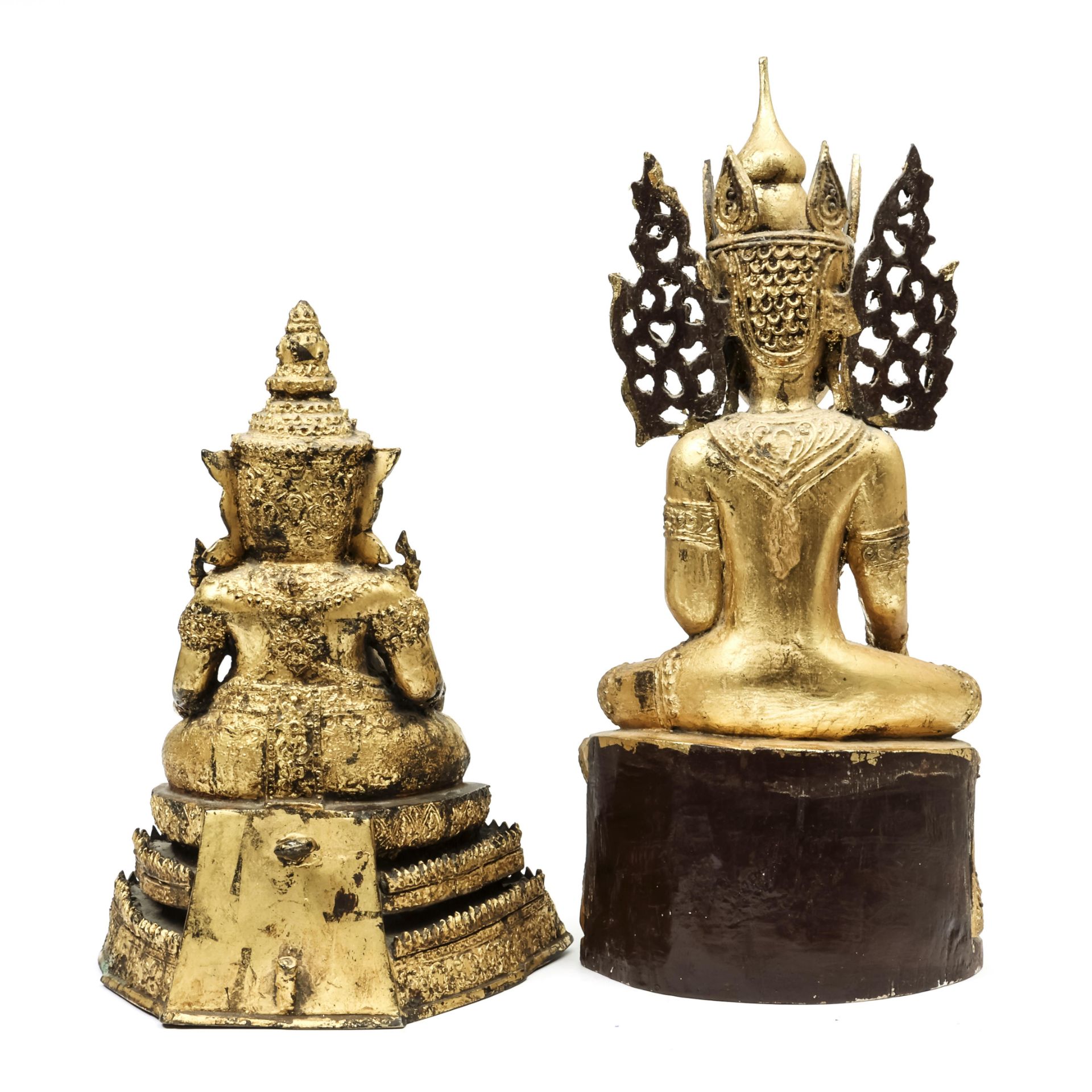 Myanmar, a gilt-wood figure of Buddha, 20th century and Thailand, a Ratnakosin bronze figure of Gane - Bild 3 aus 4