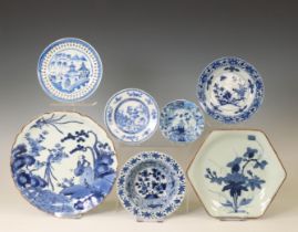 Japan and China, a collection of blue and white porcelain dishes, 17th-18th century,