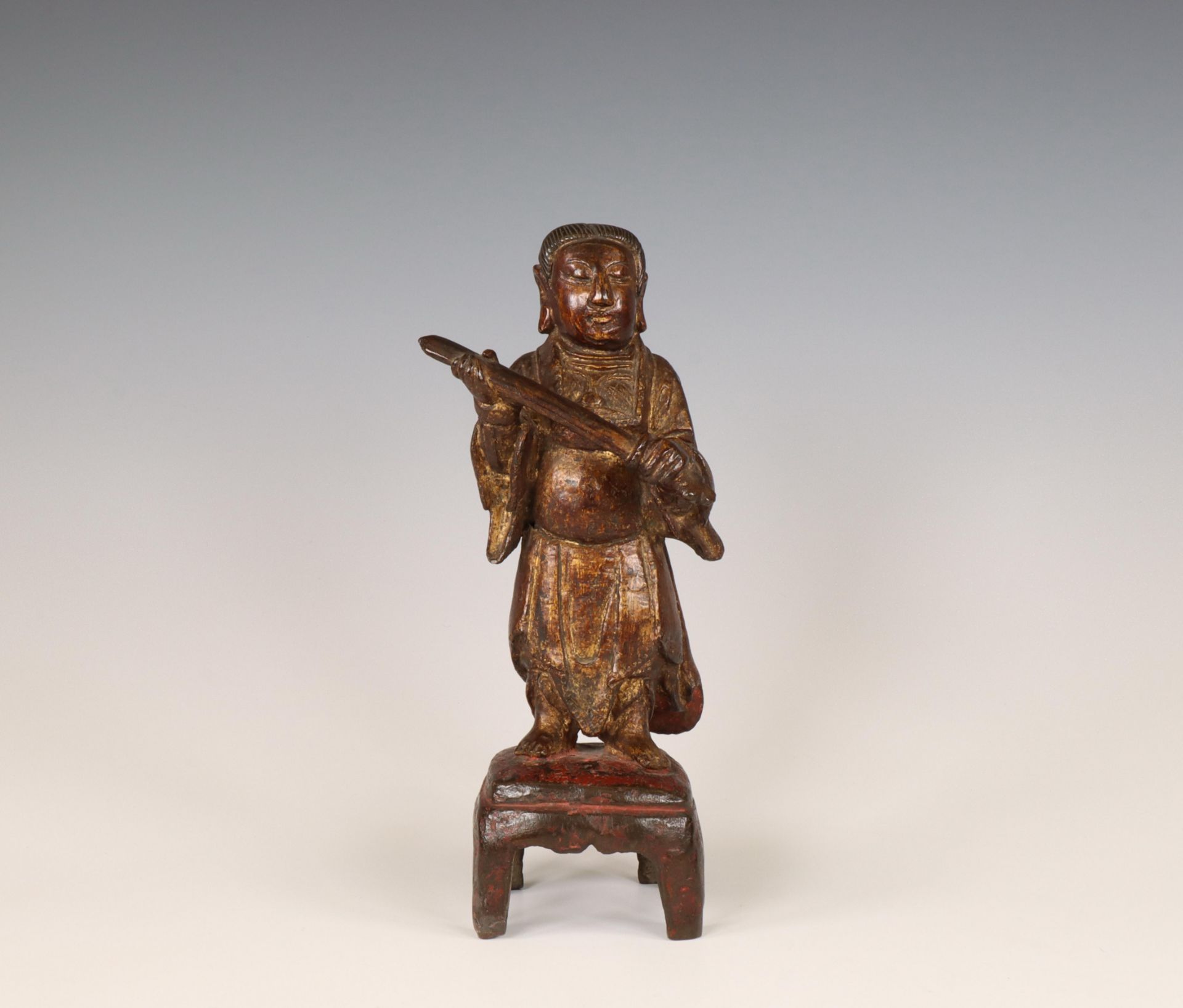 China, a lacquered bronze figure of a Zhen Wu, Ming dynasty, 16th century,