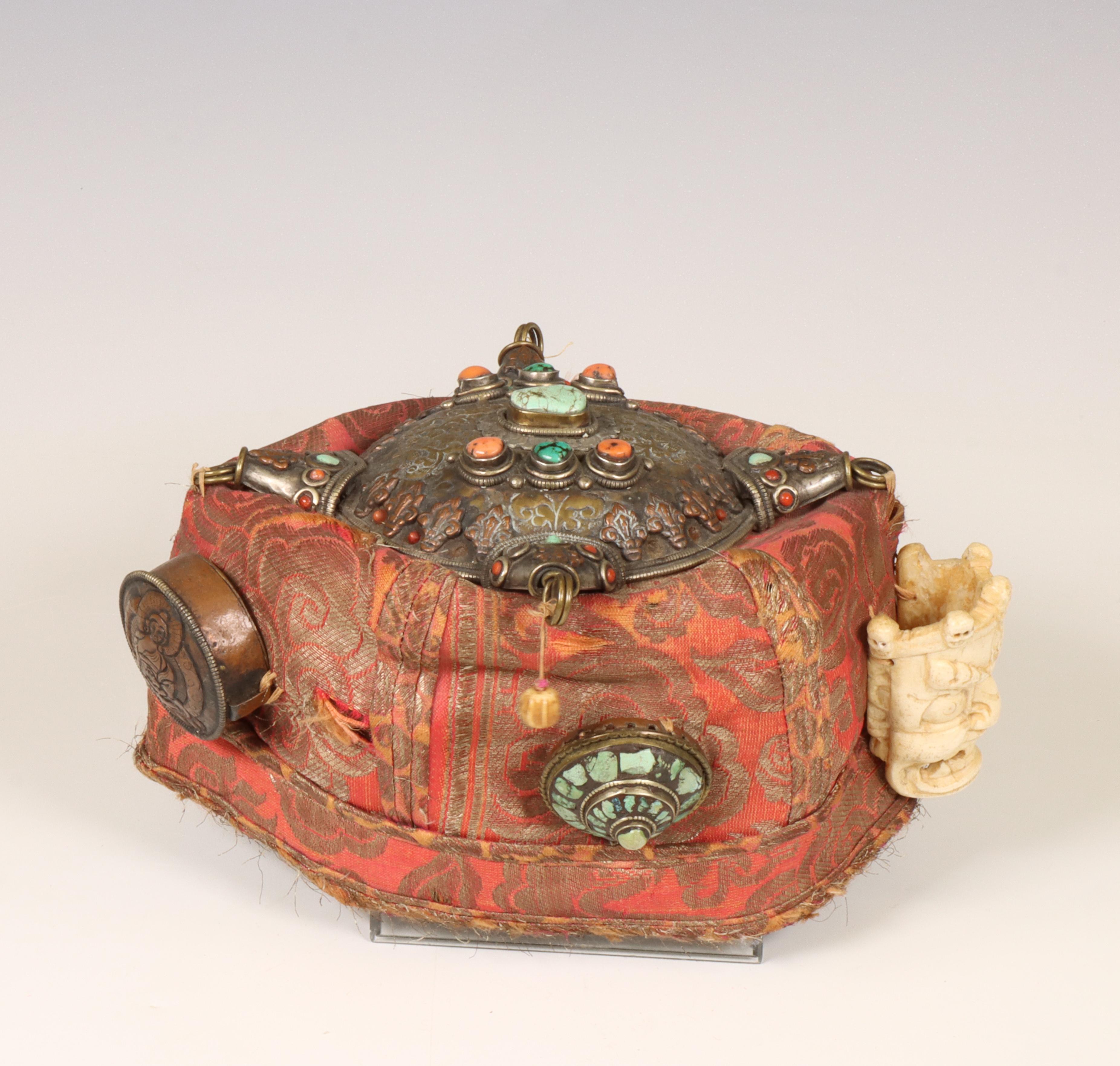 Tibet, turquoise and coral inlaid headdress, 19th century, - Image 4 of 7