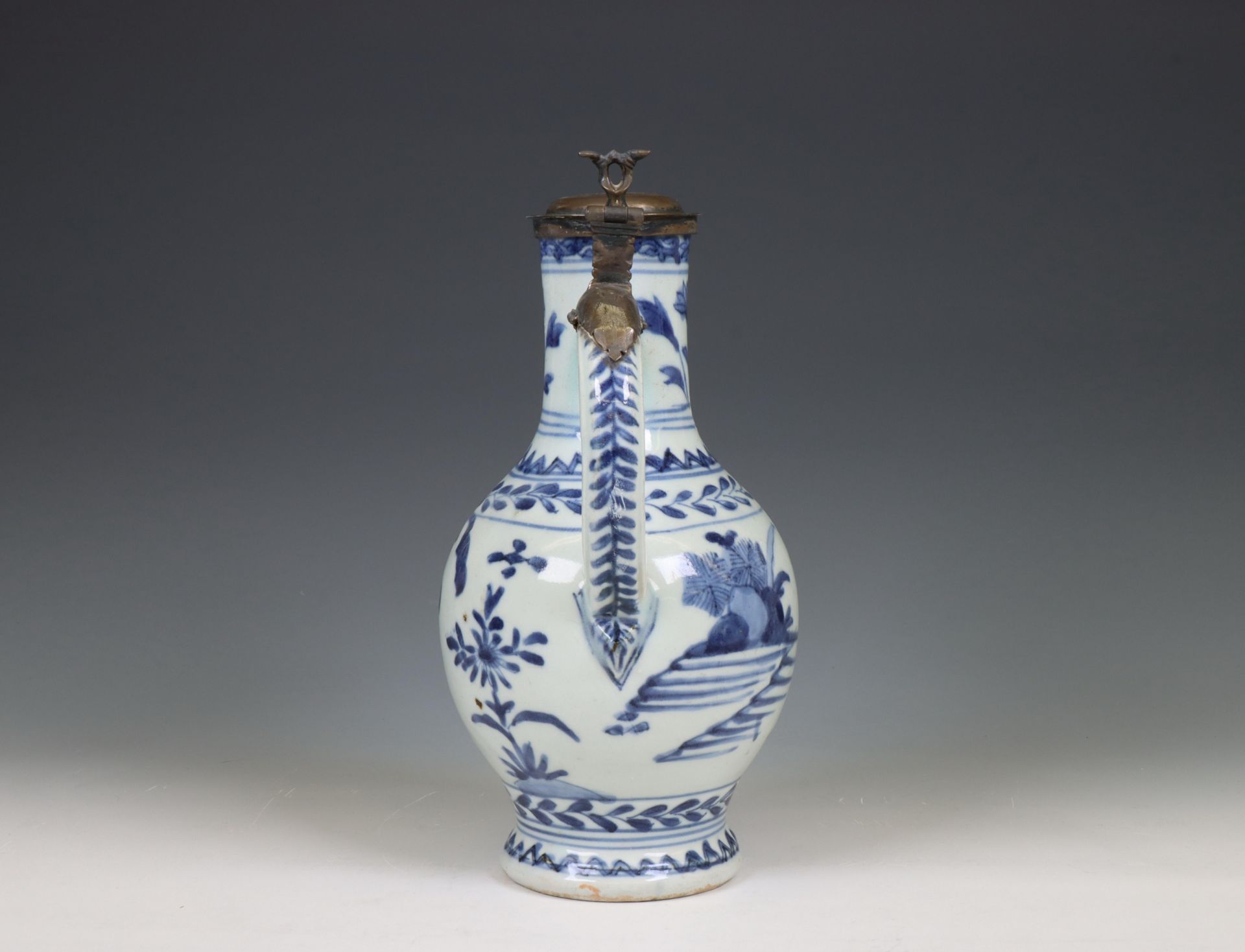 Japan, Arita blue and white silver-mounted porcelain jug, 17th century, the silver later, - Image 7 of 7