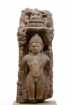 India, Rajasthan, a sandstone statue of standing Parsvanatha, ca. 11th century AD,