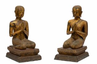 Thailand, Ratnakosin, a pair of guilded bronze temple adorants, 18th-19th century