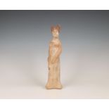 China, pottery model of a lady, probably Tang dynasty (618-906),