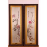 China, two silk embroidered panels, 20th century,