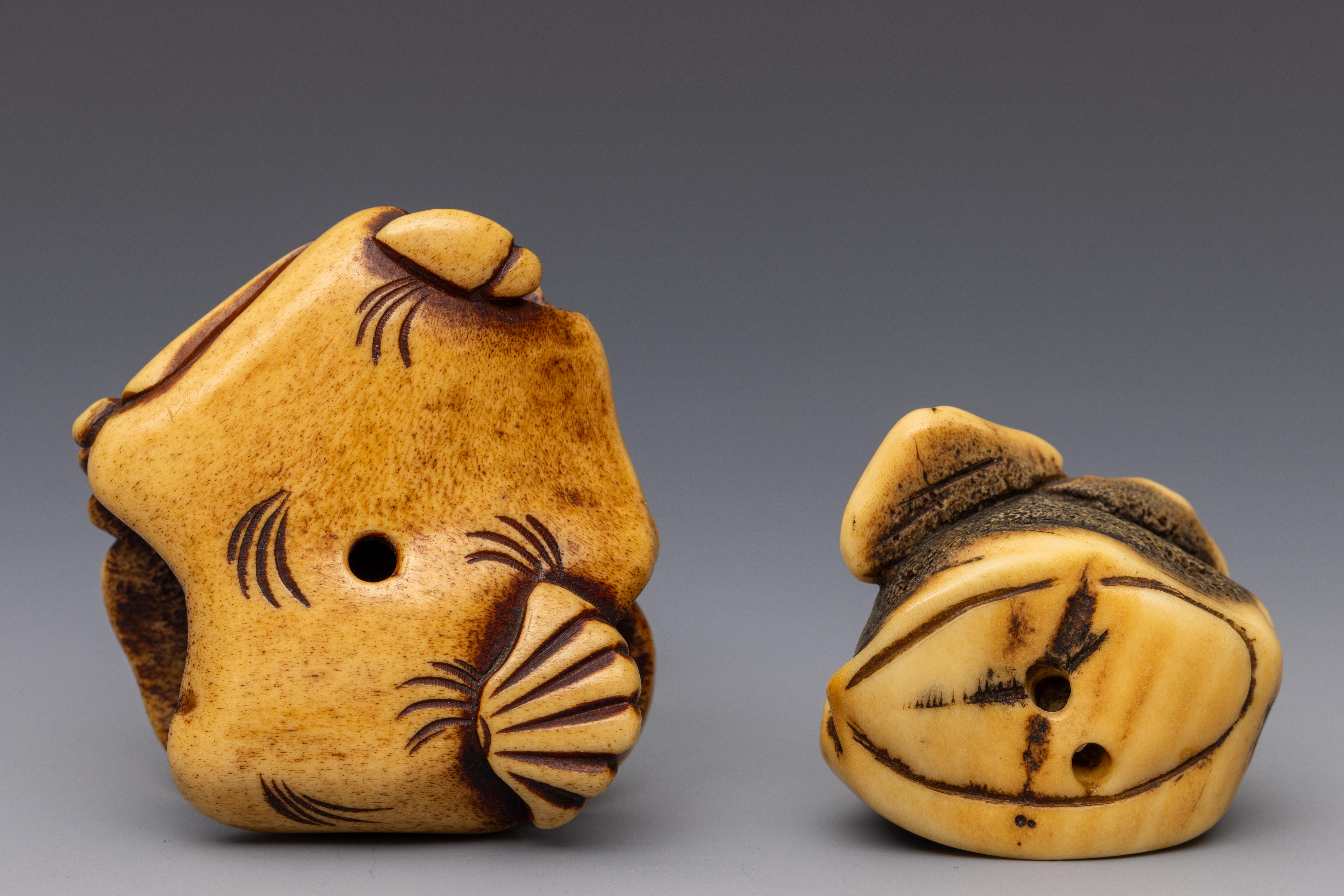 Japan, two stag-horn netsukes, 19th century; - Image 2 of 2