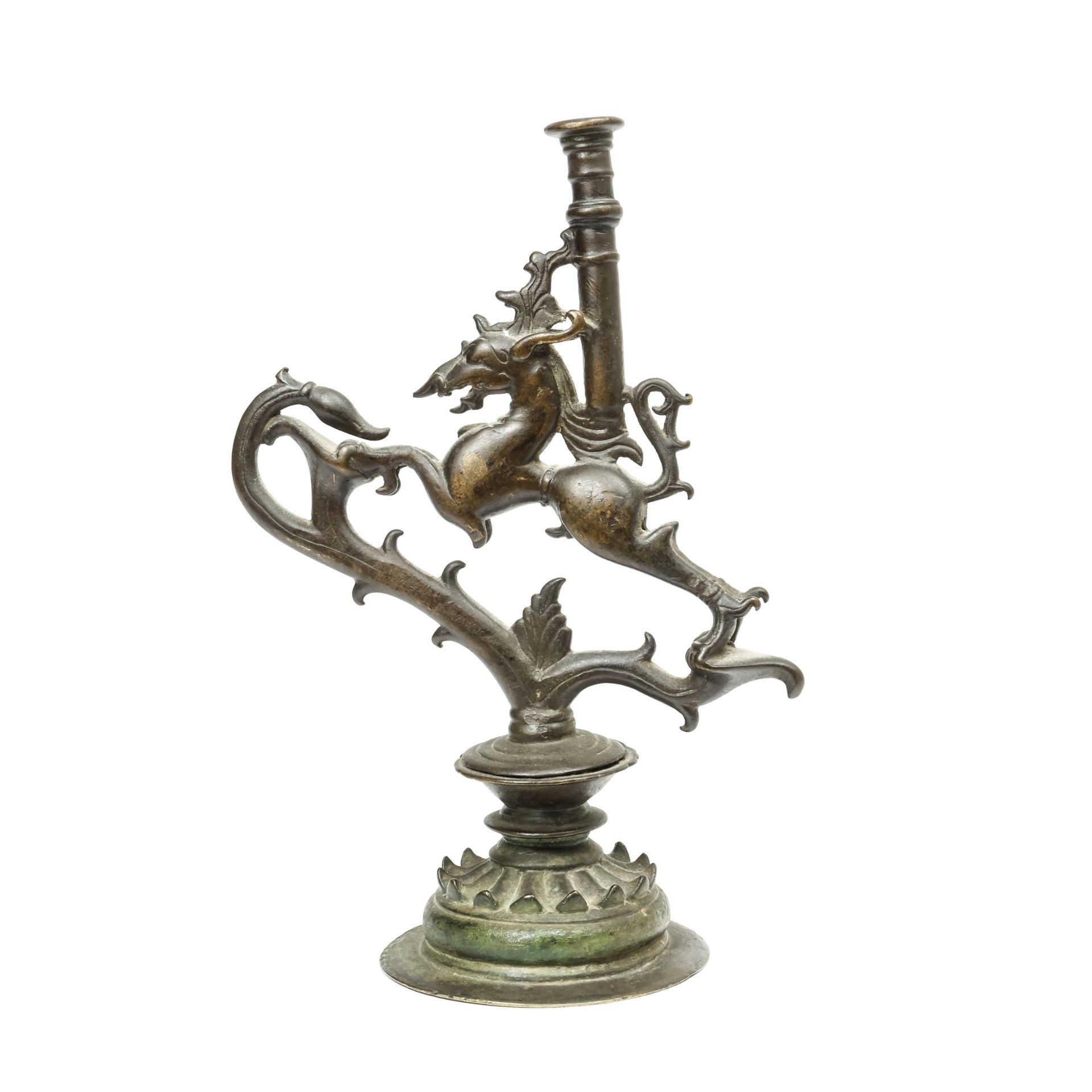 South India, Tamil Nadu, Nayak, a bronze candlestick, 17th-18th century, - Image 2 of 3