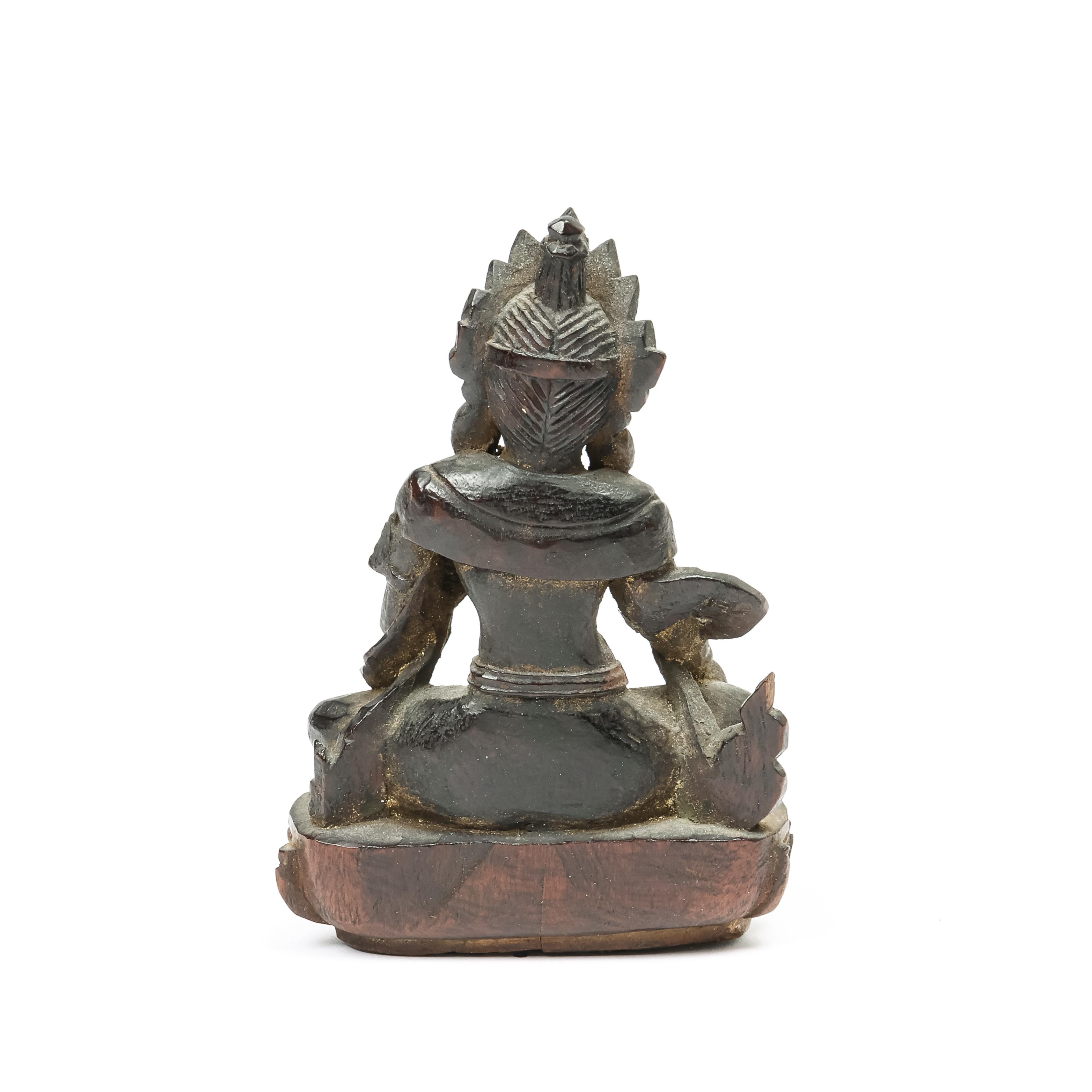 Tibet, a carved wooden Tara, 19th century - Image 3 of 4