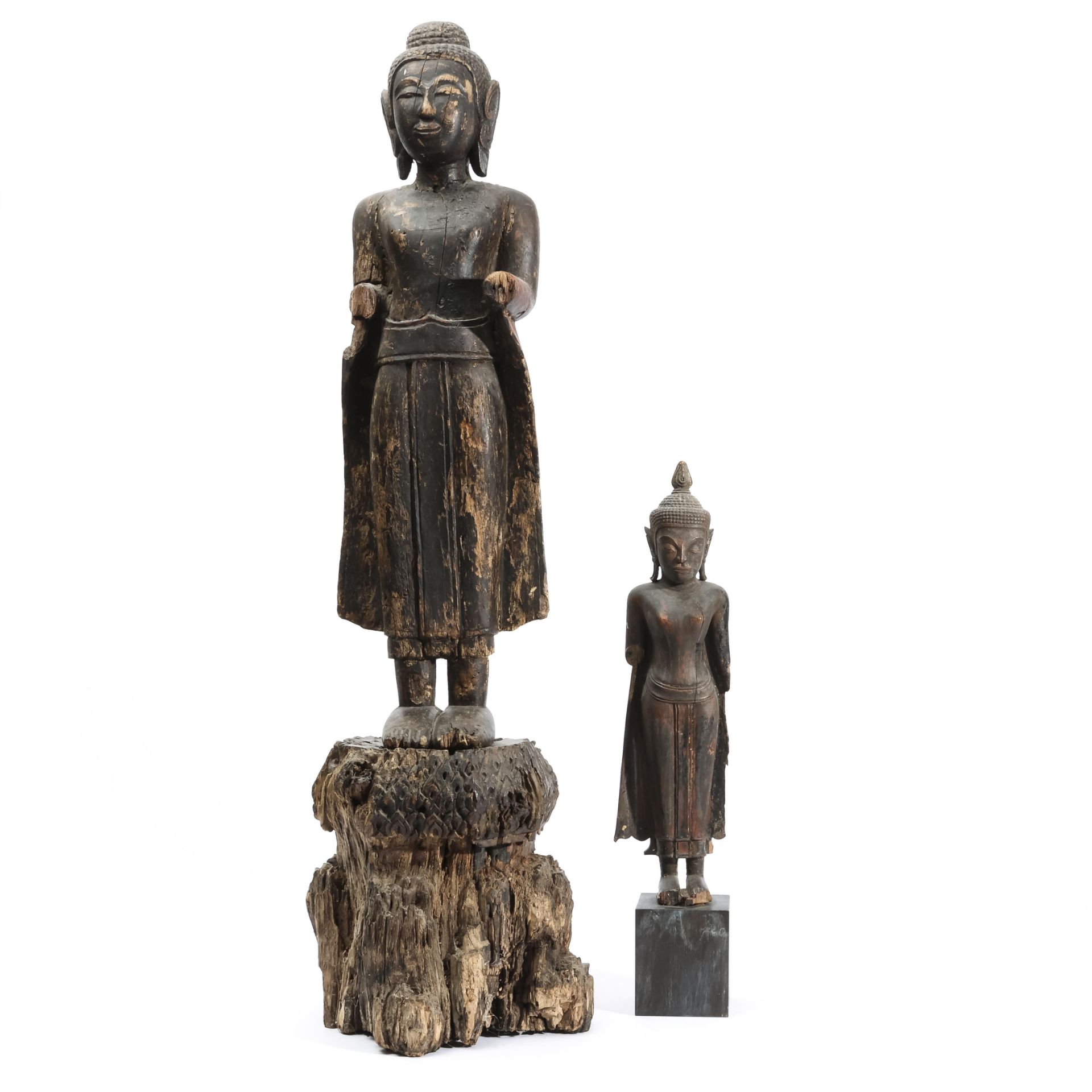 Myanmar, two wood figures of Buddha, 20th century, - Image 4 of 4