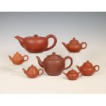 China, collection of Yixing earthenware teapots and covers, 19th-20th century,