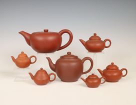 China, collection of Yixing earthenware teapots and covers, 19th-20th century,
